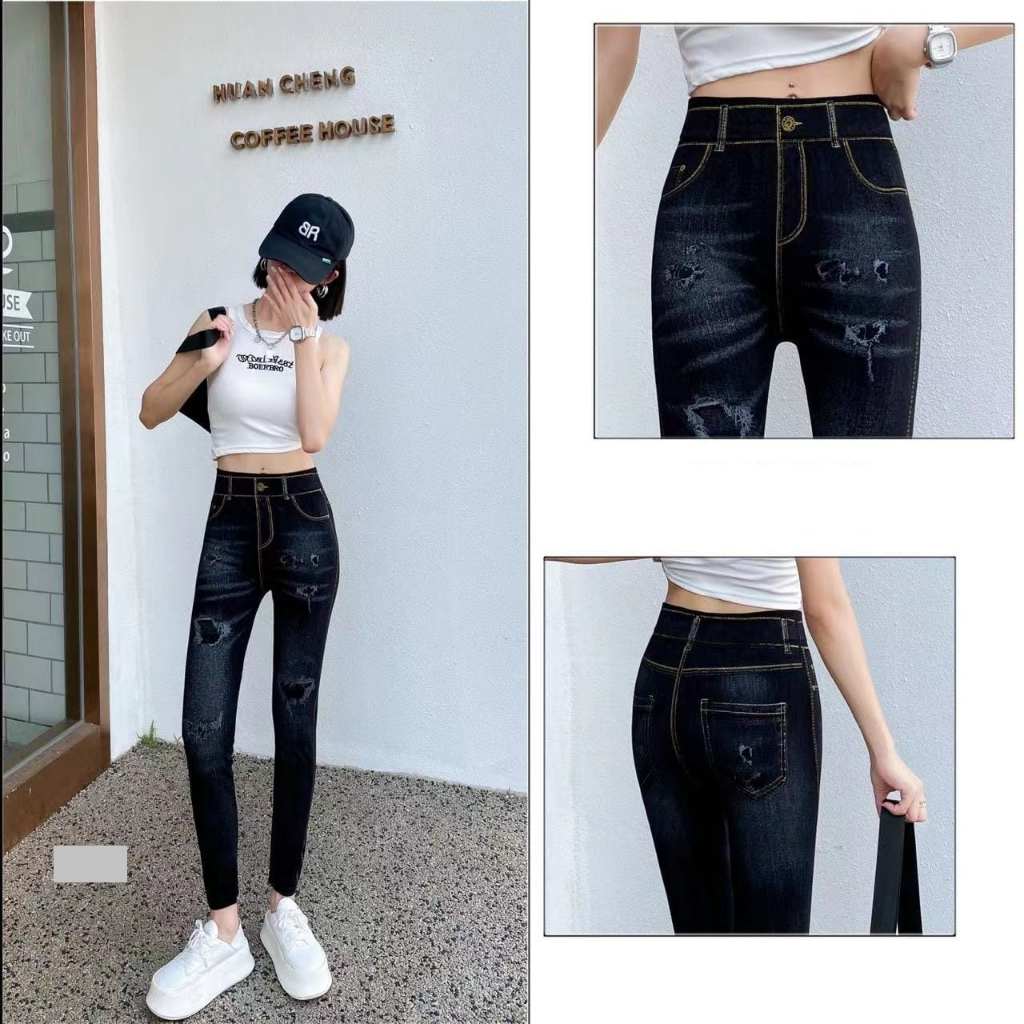 LEGGING WANITA IMPORT MOTIF JEANS / LEGING SABLON HIGHWAIST CORAK JEANS / LEJING FASHION MURAH