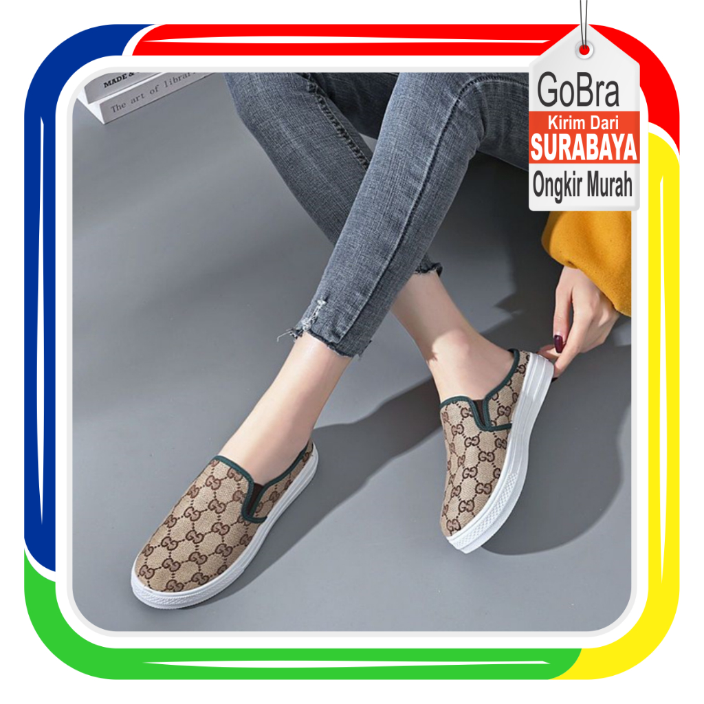 Gobra ♕ SA033 Sandal Wanita Setengah Tanpa Tali Kasual Model Korean Casual Sport Olahraga Import COD