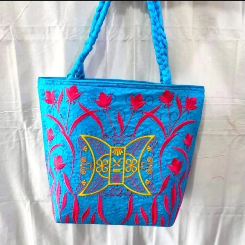 Tas Rajut Kain Bordir Bunga || Tas Motif Pintu Aceh