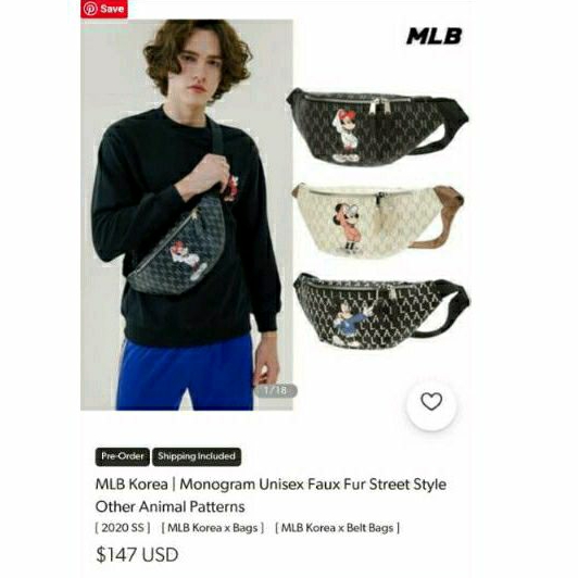 WB MLB X DISNEY / Waist Bag / Tas Selempang Pria / Tas Pinggang