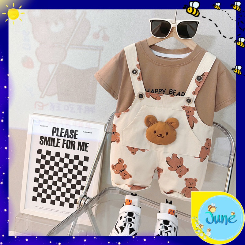 JUNECOLLECTIONS JUMPSUIT BAJU KODOK BEAR ANAK SETELAN ANAK COWOK CEWEK BAJU KODOK ANAK LENGAN PENDEK BAJU OOTD ANAK BAJU BEAR BERUANG OVERALL #715