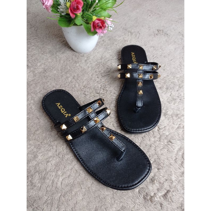 sandal flat wanita piramide santai realpict