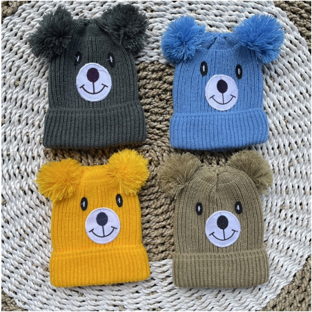 Kupluk bayi kupluk rajut bayi kekinian kupluk pompom ASYAM BABY