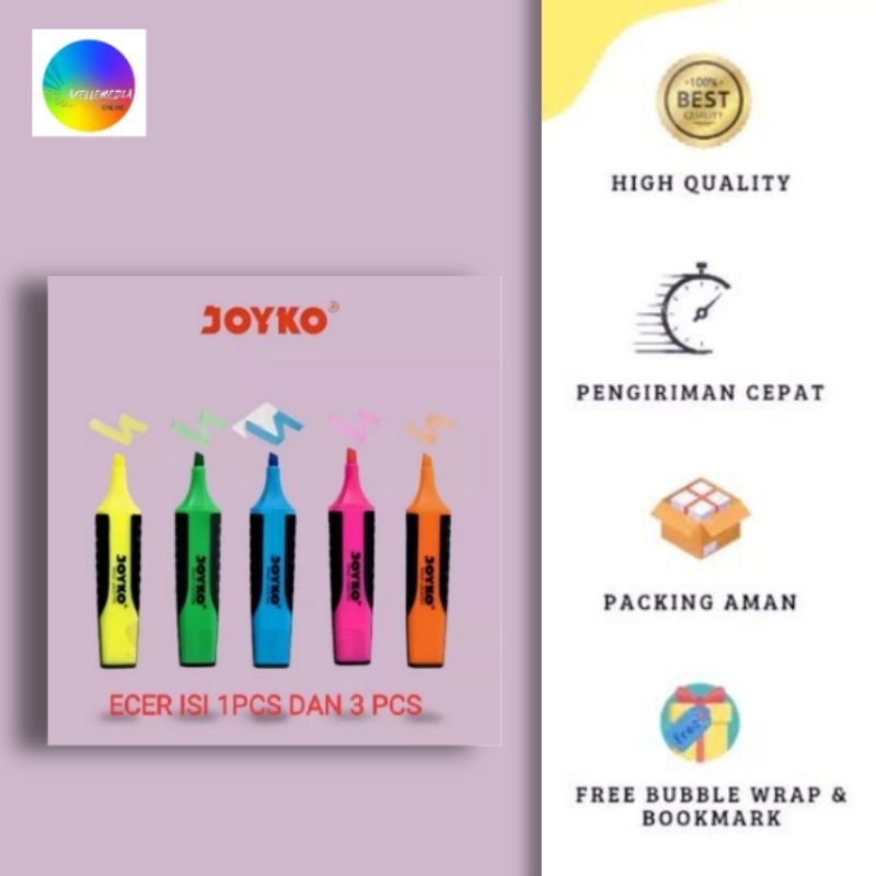 

Stabilo Joyko HL 1-5 / Highlighter HL-1 Kuning /H-2 Hijau /H-3 Biru /H-4 Pink /H-5 Orange (ORIGINAL PRODUK)