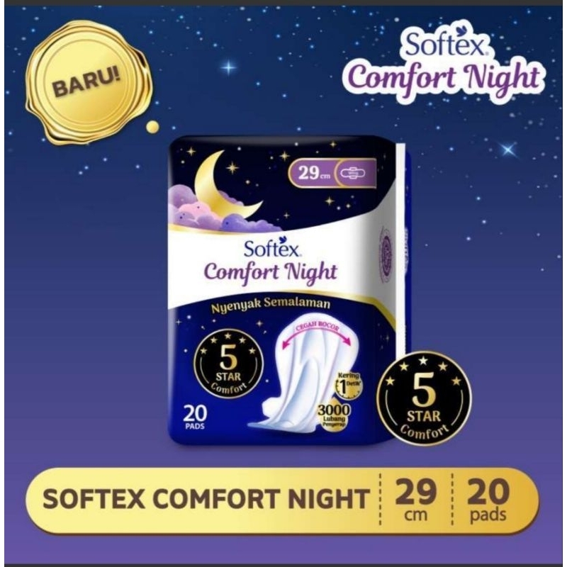 Softex Comfort Night Pembalut Wanita [29 cm/ 20 pads]