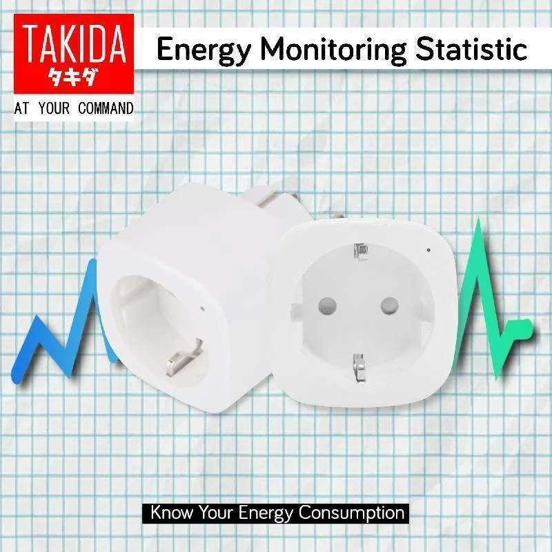 TAKIDA Smart plug Energy Monitoring Statistic Colokan Pintar Otomatis Stop Kontak Smart 16A MAX, 3680W max