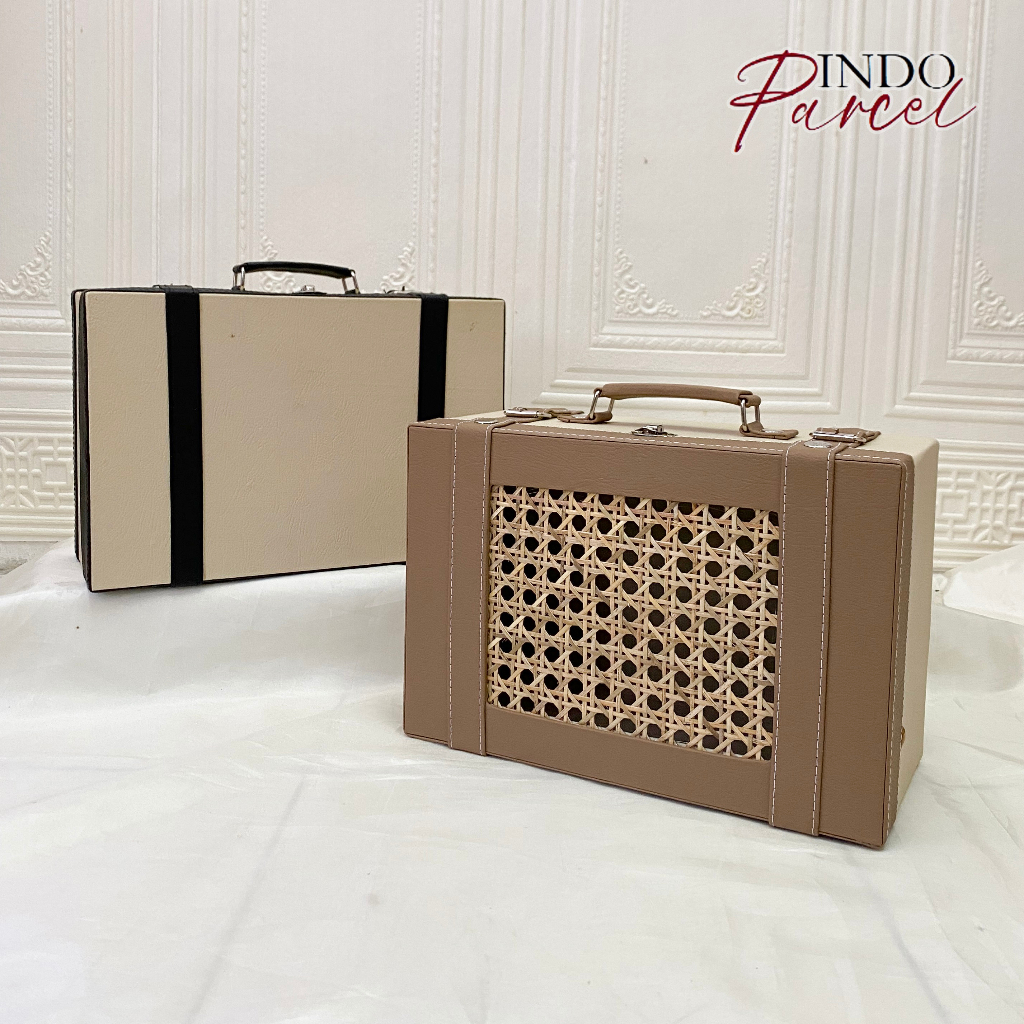 INDOPARCEL - Tas Box Koper Belief Tas Koper Sintetis Kombinasi Anyaman Rotan Box Koper Etnik Acara P