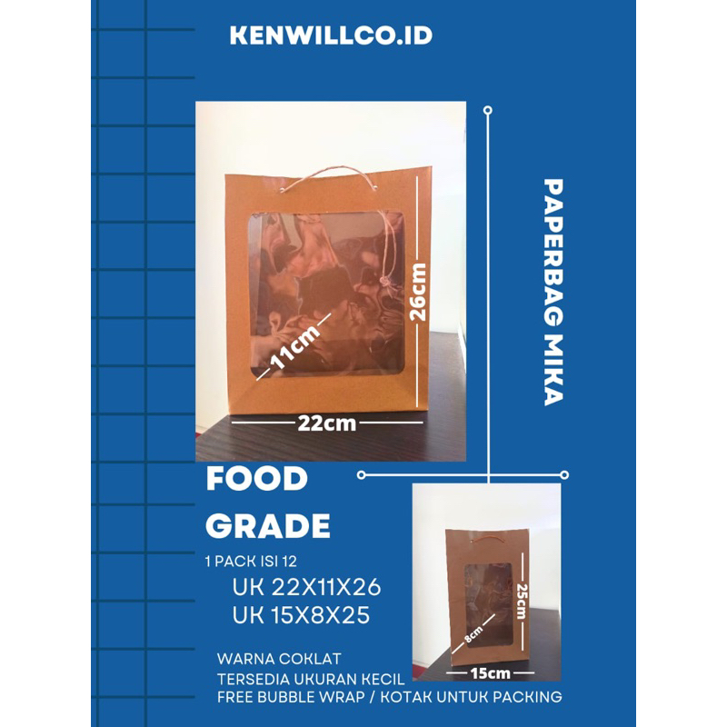 

PAPER BAG MIKA COKLAT 22x11x26CM TAS HAMPERS