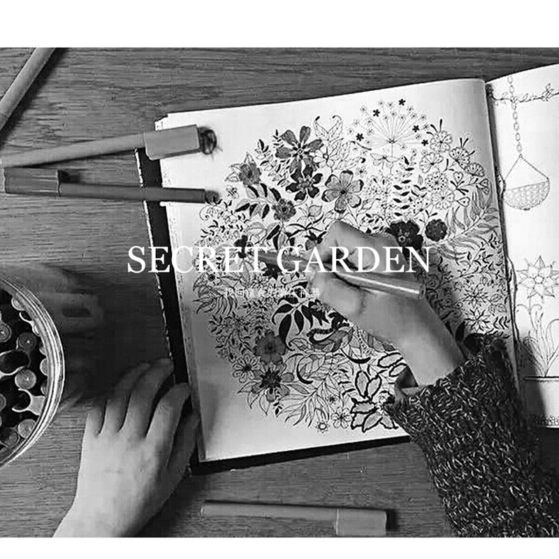 Secret Garden Drawing Book 24 Pages Buku Mewarnai Stress Coloring Book Buku Warna Untuk Pelatihan Konsentrasi Anak-Anak