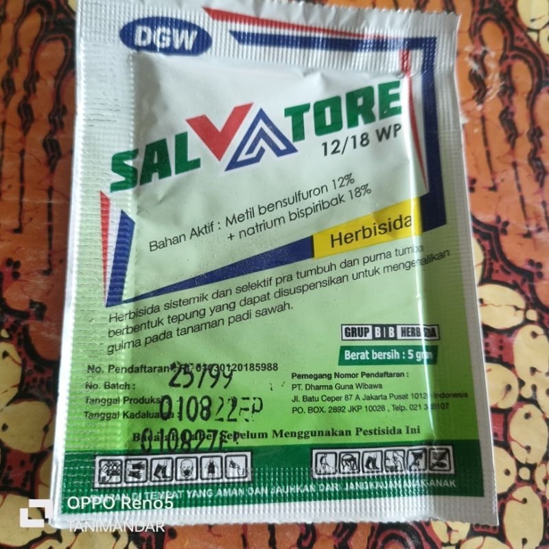 Salvatore 12/18 WP Isi 5Gr Salfatore Herbisida racun Pra Purna Tumbuh Rumput Padi Sawah