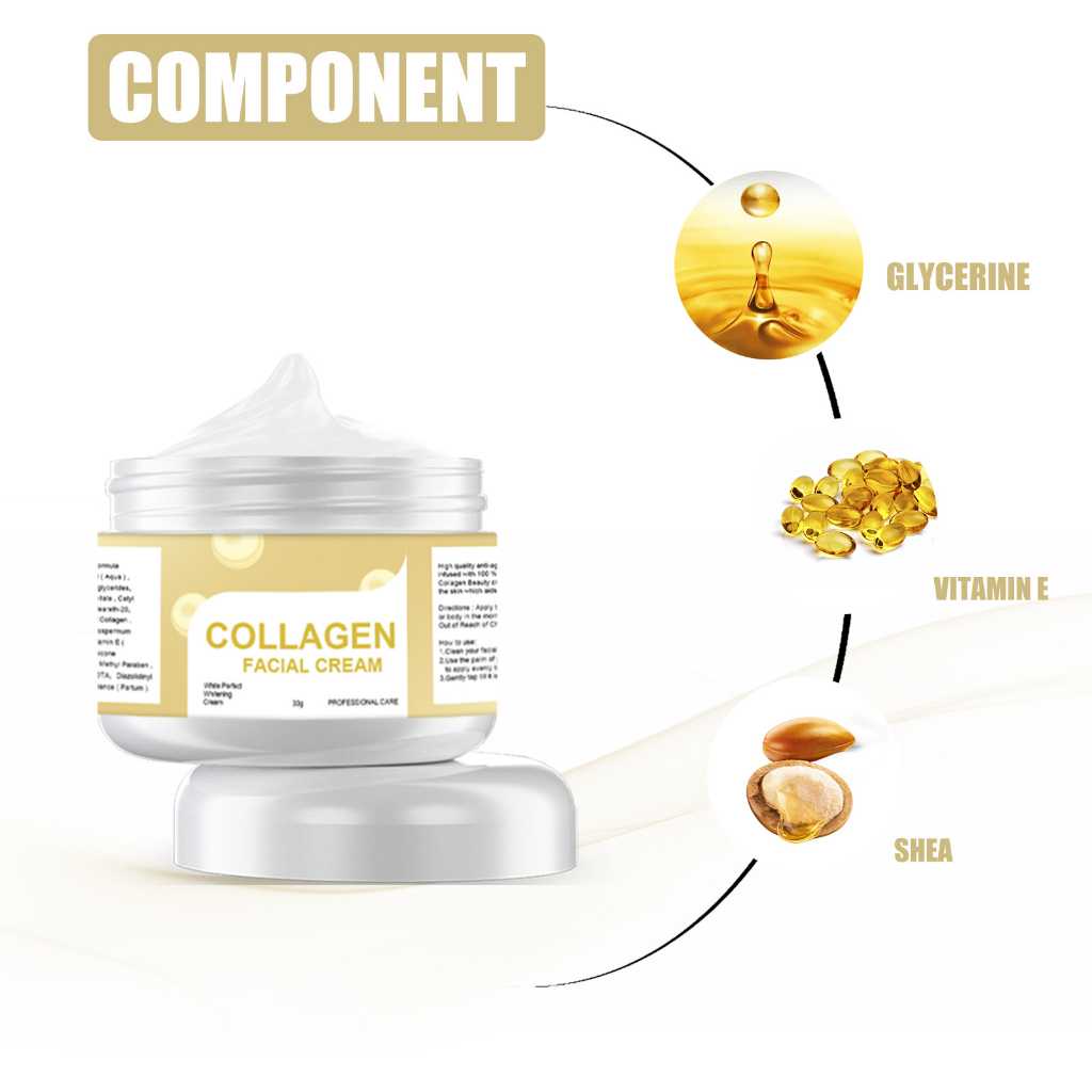 Collagen Face Cream Anti aging Cream dan Memutihkan dan Melembabkan Krim Wajah Kolagen 30gr Pelembab Wajah Daily