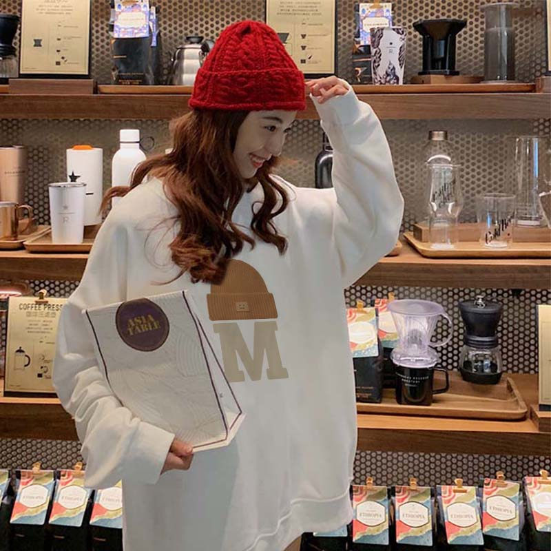 Kaos Stasan Wanita Oversize Sweater American Vintage Cartoon Graphic Letter Priting Top Kekinian Casual Sweater