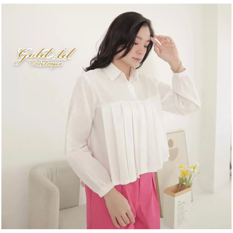 MSMO Dear Top Longsleeve Pleats Shirt / Kemeja Wanita / Blouse Wanita / Kemeja Lengan Panjang / Kemeja Kantor / Office Wear / Atasan Wanita / Kemeja Pleats