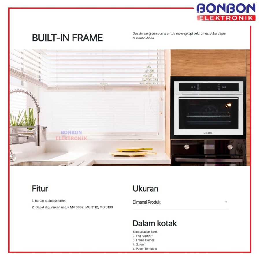 Modena Built In Frame FM 3000 / FM3000 Frame Microwave Stainless Steel