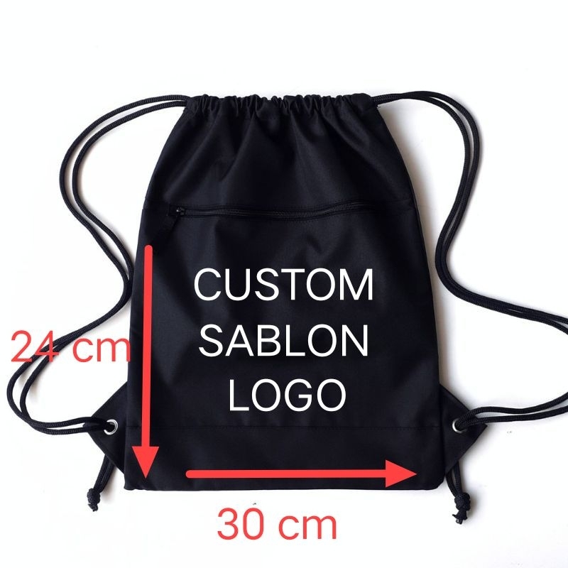 Tas serut custom sablon logo tulisan