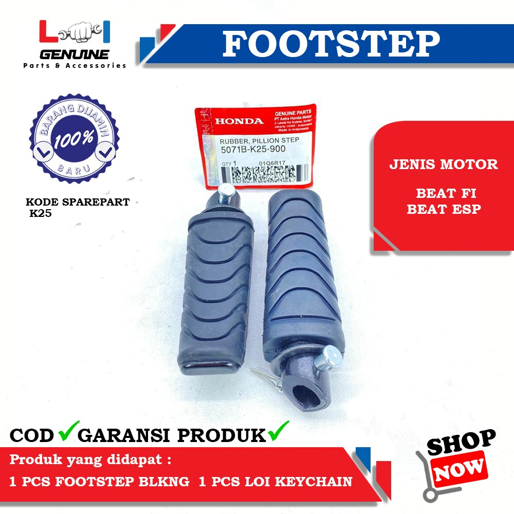 -LOI- KARET FOOTSTEP BELAKANG HONDA BEAT FI, VARIO 125 FI, BEAT ESP, BEAT POP, VARIO 150, REVO ABS K25