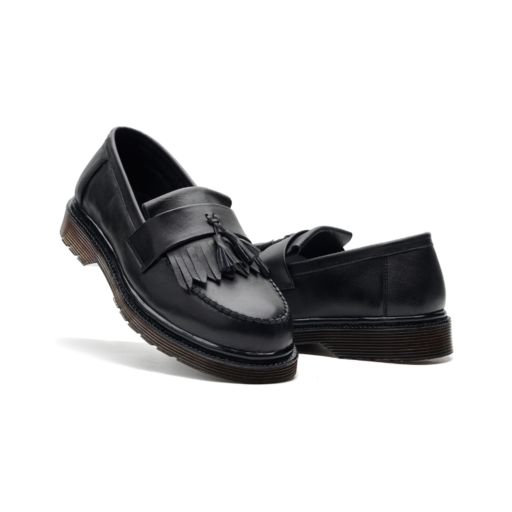 EMPIRE BLACK (Kulit Asli) Sepatu Loafers Pria Formal Kantor Kerja Kuliah Kondangan - Loafer Casual