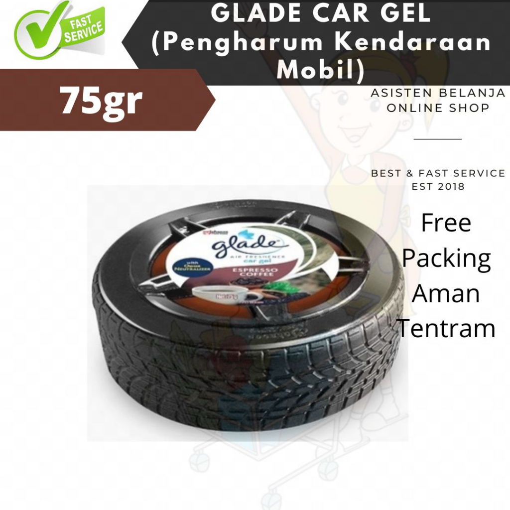 GLADE Car Gel 75 gram Pengharum Mobil Espresso Orange Car Perfume 75gr