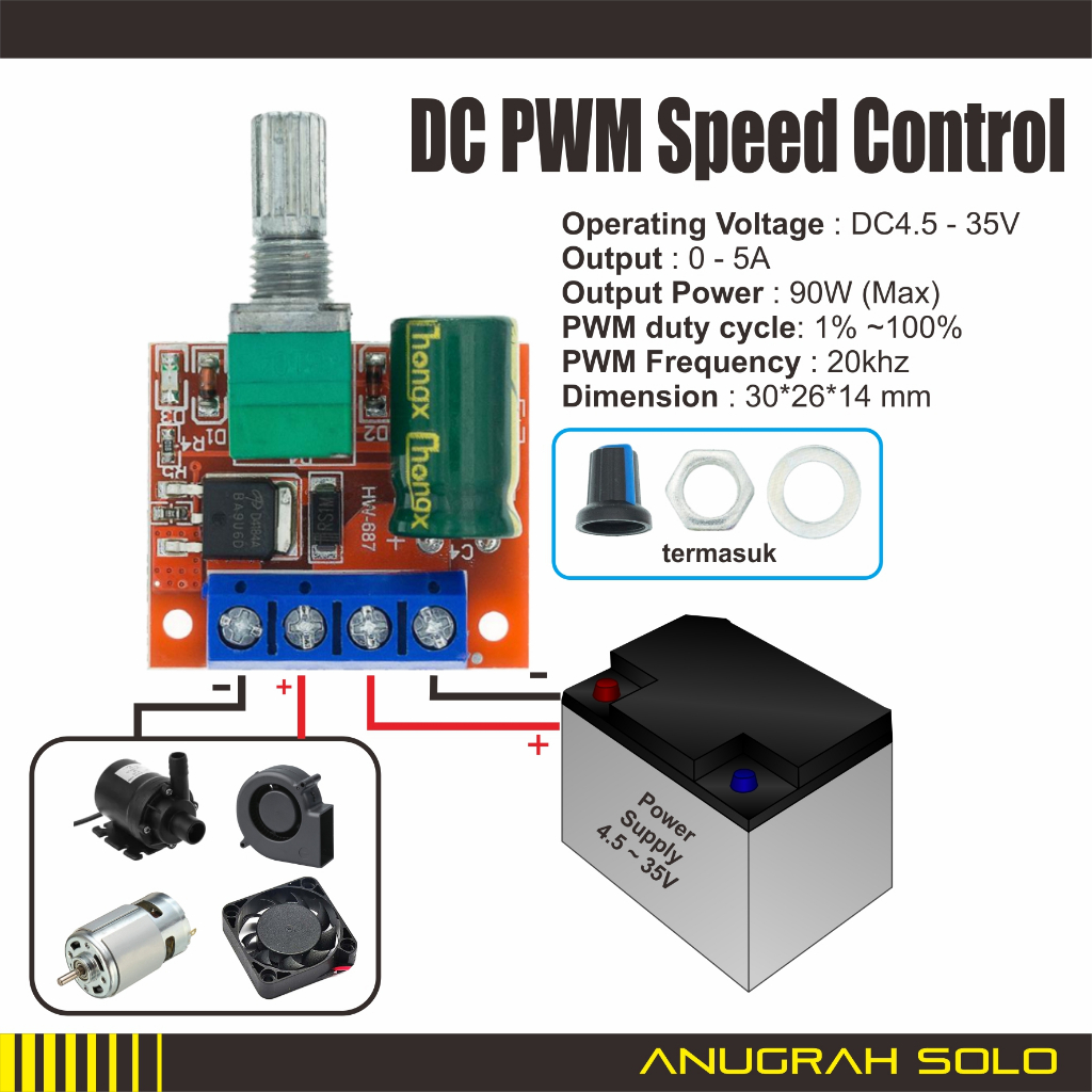 Speed Control DC Motor 5A Modul Pengatur Kecepatan Motor DC 4.5-35V