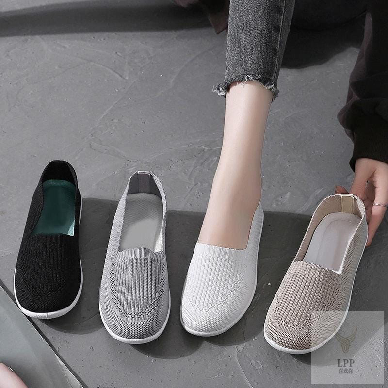 SHOEGALLERY LV0175 &quot;FREE BOX&quot; Sepatu Slip On Wanita Import Rajut Sepatu Wanita Tanpa Tali Sepatu Wanita Sport Shoes Sepatu Slip On Wanita Ultra Ringan