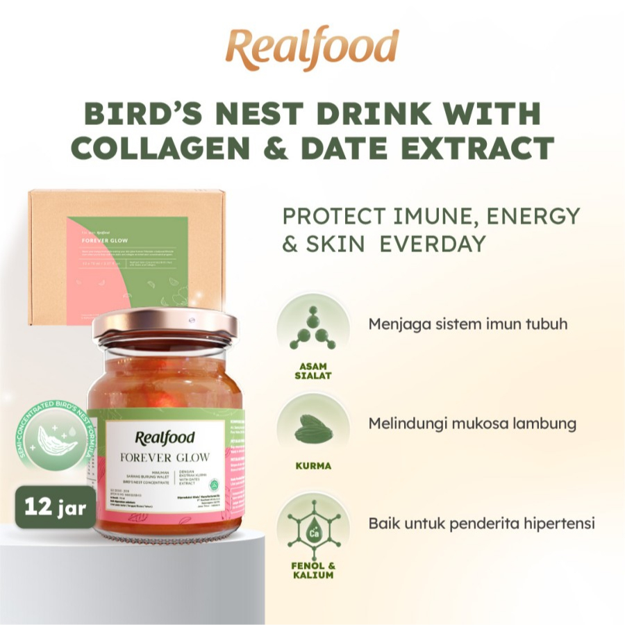 

Realfood Forever Glow Program 12 Hari Minuman Birdnest Suplemen Kesehatan Nutrisi Ekstrak Kurma & Kolagen