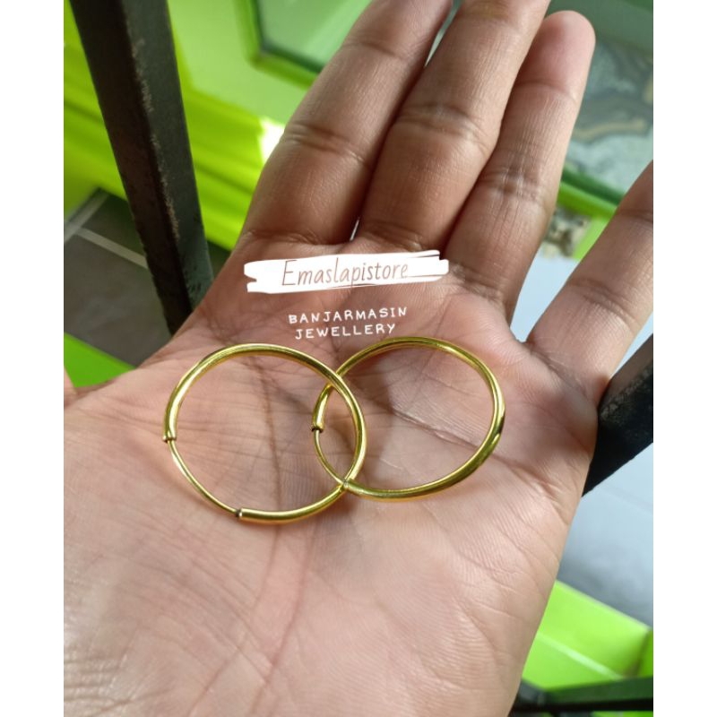 Anting India Lingkar Polosan Lapis Emas 999 Banjar