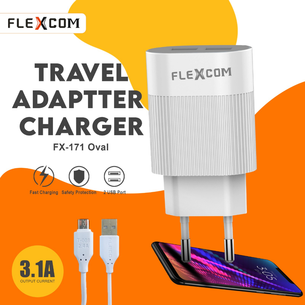 Adaptor Quick Charge MICRO TC 2USB charger 3.1A FX-171 FLECO gratis Kabel Micro