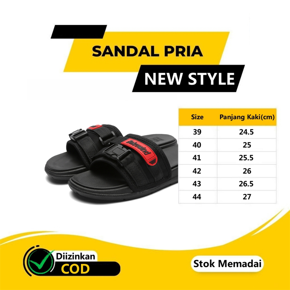 【COD &amp; Barang ready】Sandal Slide Slop Pria Slip On sendal slide slippers velcro Import Casual Footwear original Sendal