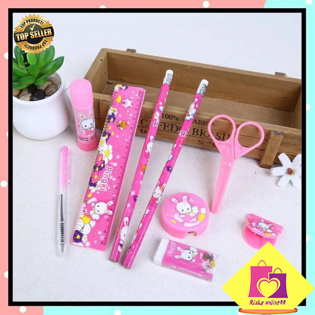 Rizkyonline88 Paket Alat Tulis 9in1 / Alat tulis set / Stationery Set Fancy STY02