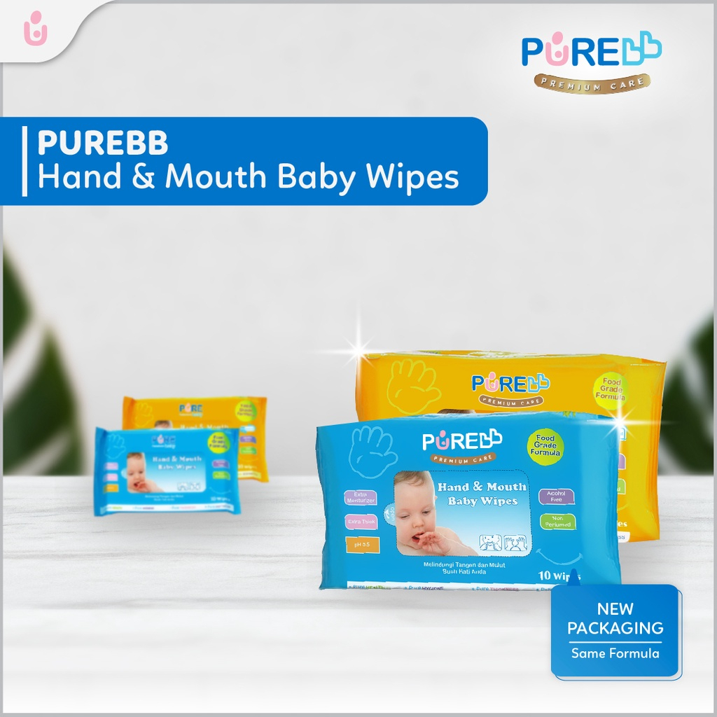 PUREBB HAND &amp; MOUTH BABY WIPES 60's COMBO ( Buy 2 Get 1 ) (Tersedia Varian )