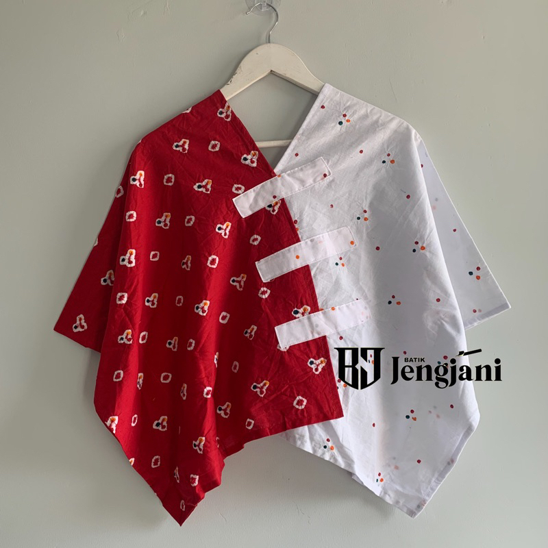 Blouse Cataluna Merah Putih Jumputan Ori Handmade