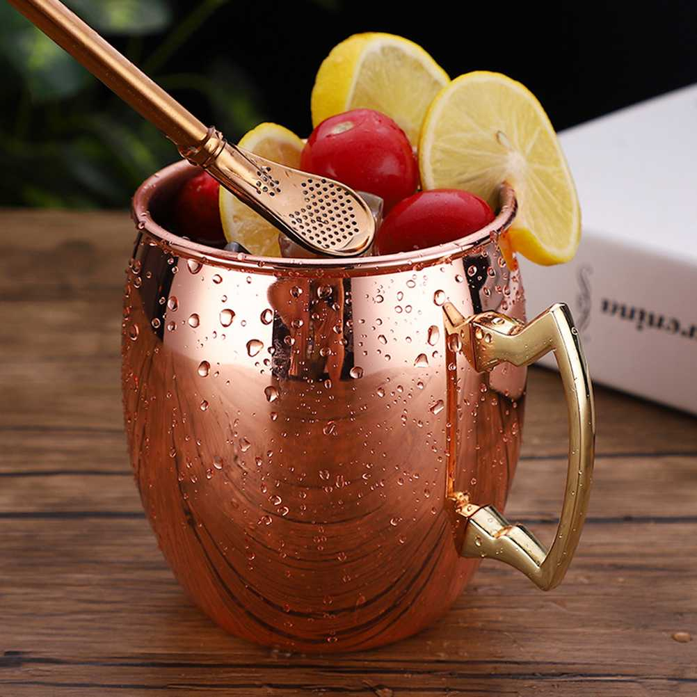 Mug Gelas Stainless Steel Moscow Mule Mugs 550 ml Gelas Desain Unik Elegan Material Anti Karat Berkualitas