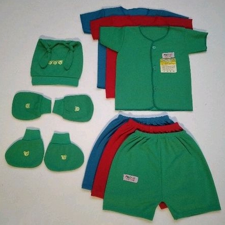 3 set/ Stel Baju Celana Bayi Newborn Lengan Pendek+Topi STK