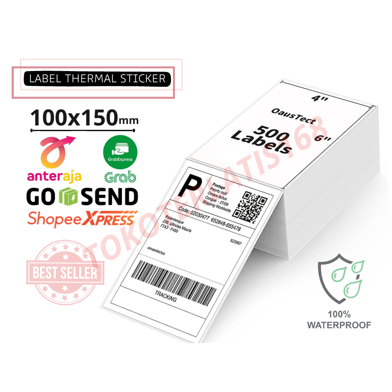 

Label Barcode Direct Thermal 100 X 150 mm 100x150 4x6" isi 500pcs ukuran A6
