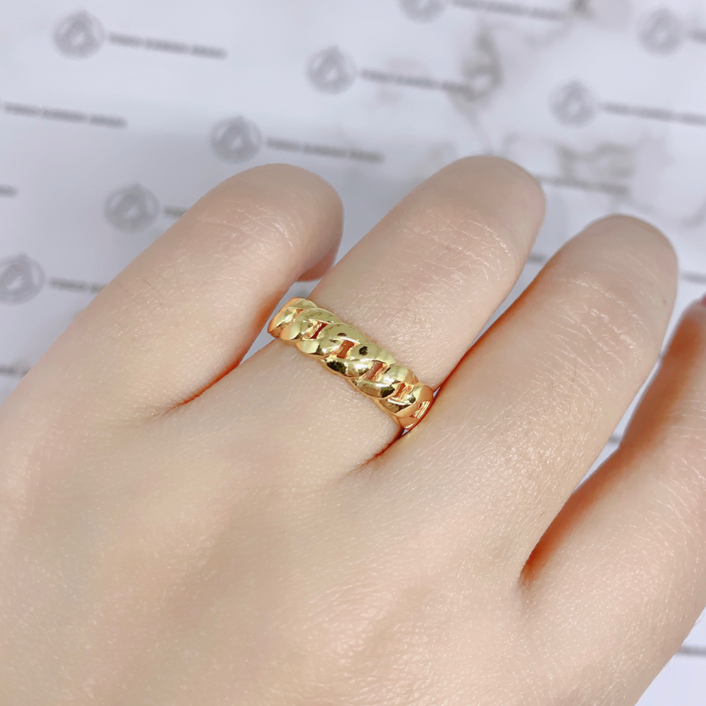 Cincin Xuping Gold Fashion Wanita Motif Permata Dua Sabit Perhiasan Wanita *40