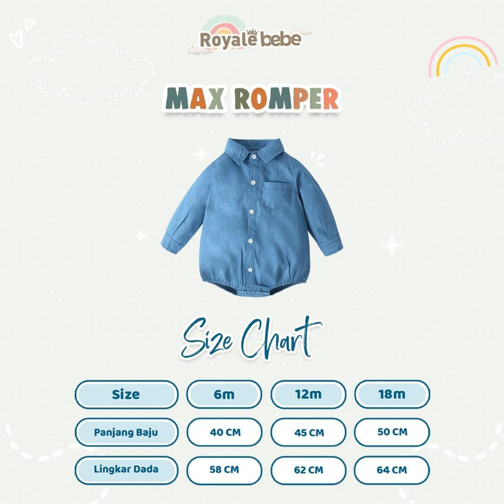 Royale Bebe Max &amp; Celia Romper Denim - Jumper bayi Perempuan &amp; Laki-Laki /Romper Bayi Murah