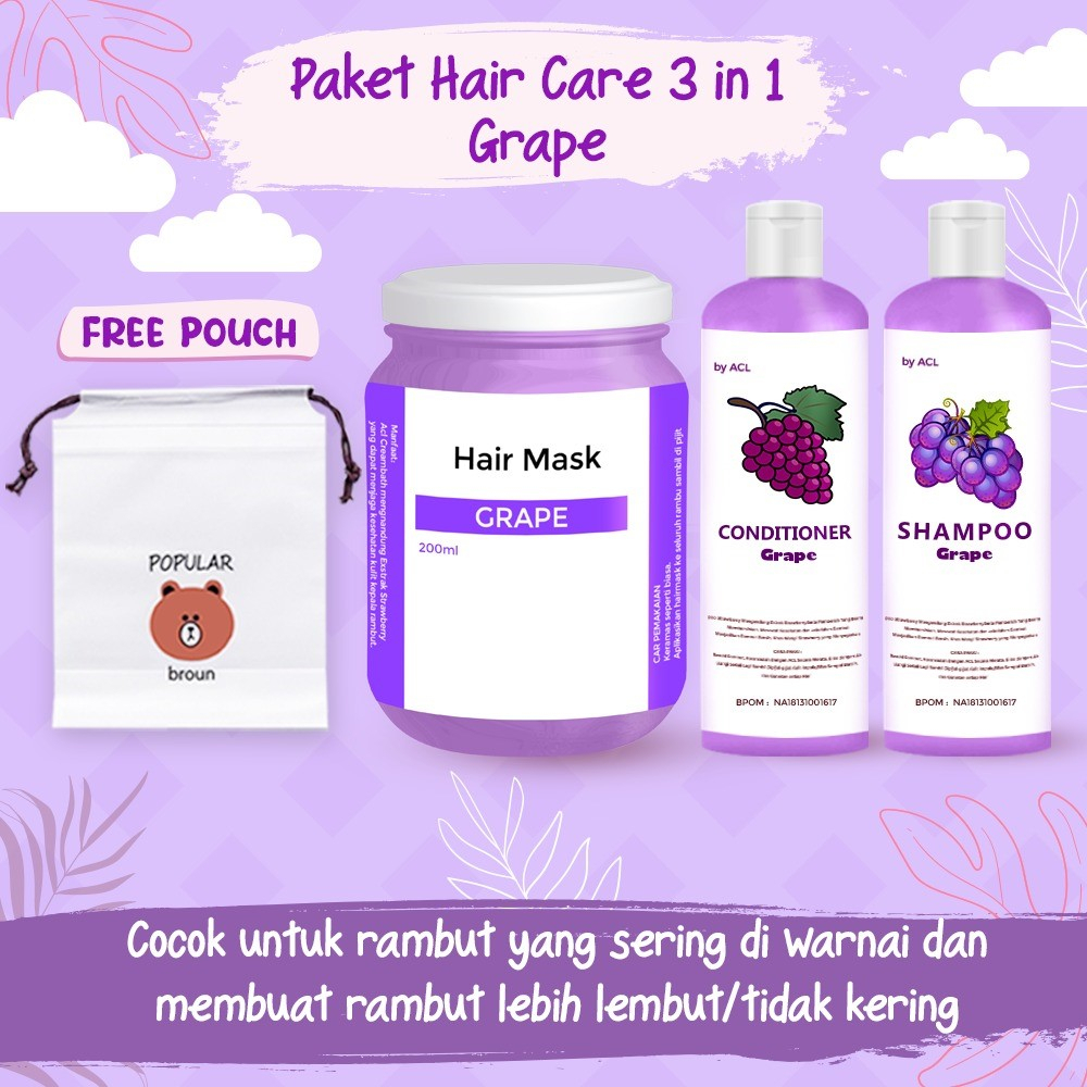 [BPOM] PAKET HAIR CARE 3IN1 / PAKET HEMAT HAIR CARE / HAMPERS HAIR MASK FREE POUCH / HAMPERS HAIR CARE ISI 3 PCS