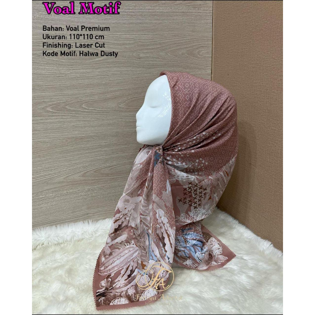 SEGI EMPAT MOTIF VOAL ADEEVA DEENAY LASERCUT KW KERUDUNG SEGIEMPAT MOTIF NAYLA HIJA'B