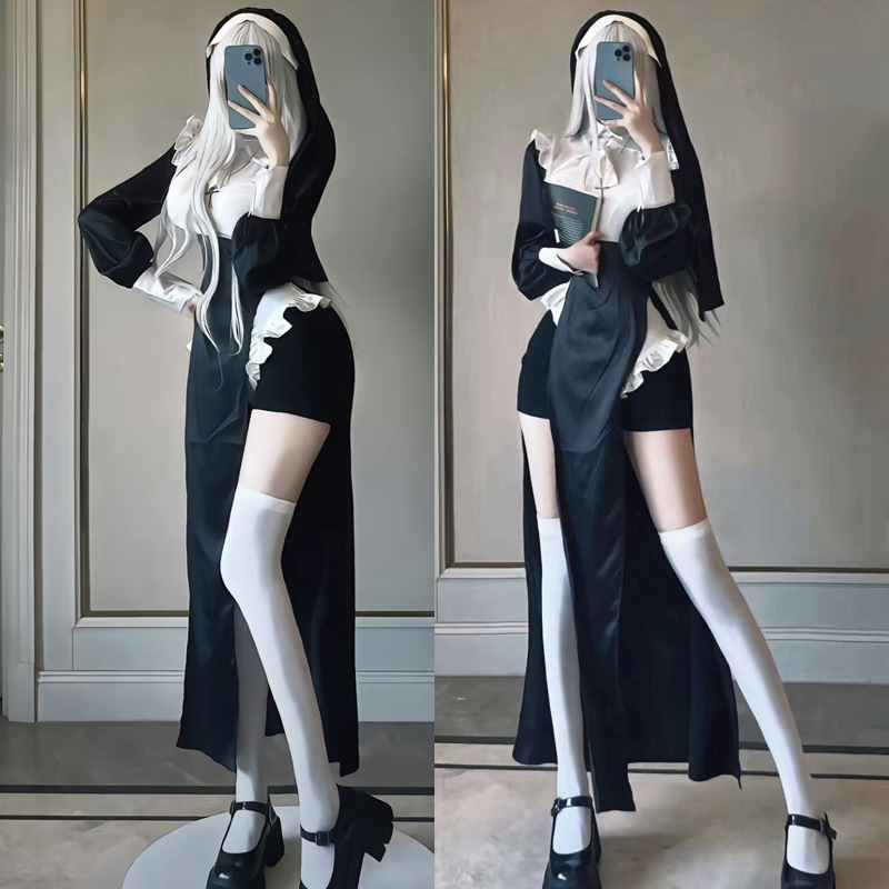 Sexy Nun Suit Costume Role Play Halloween Christmas Uniform Sexy Maid Dress Costume Sister Costume