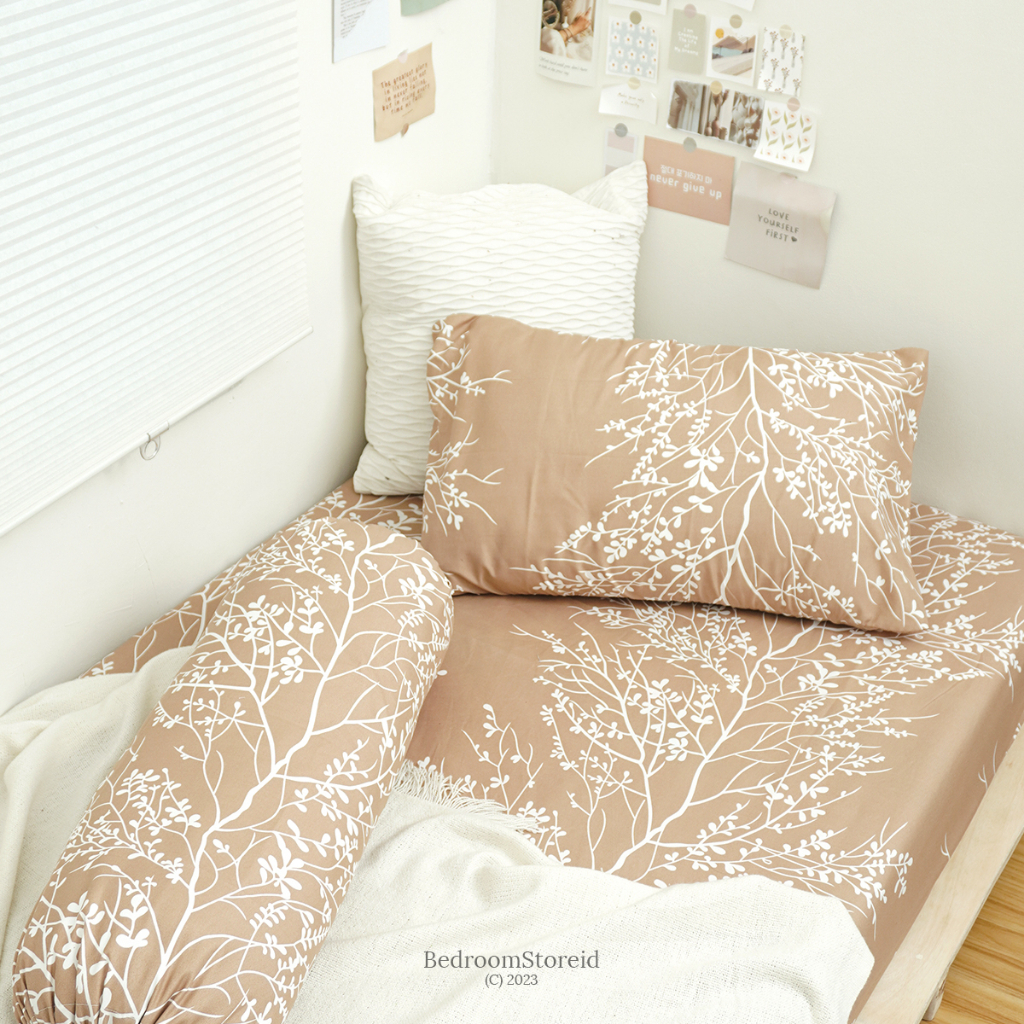 Sprei Aesthetic Motif Jeju Mocca | Ala Korea Sudah Termasuk Sarung Bantal Guling