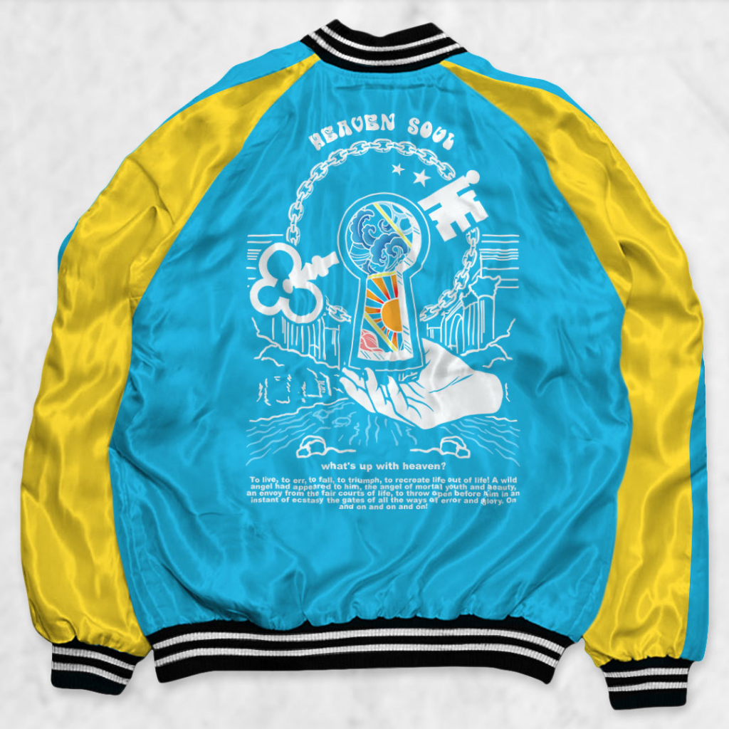 HipNop Jaket Sukajan HEAVEN Sablon Jaket Pria Wanita Distro Unisex Japan Premium Original