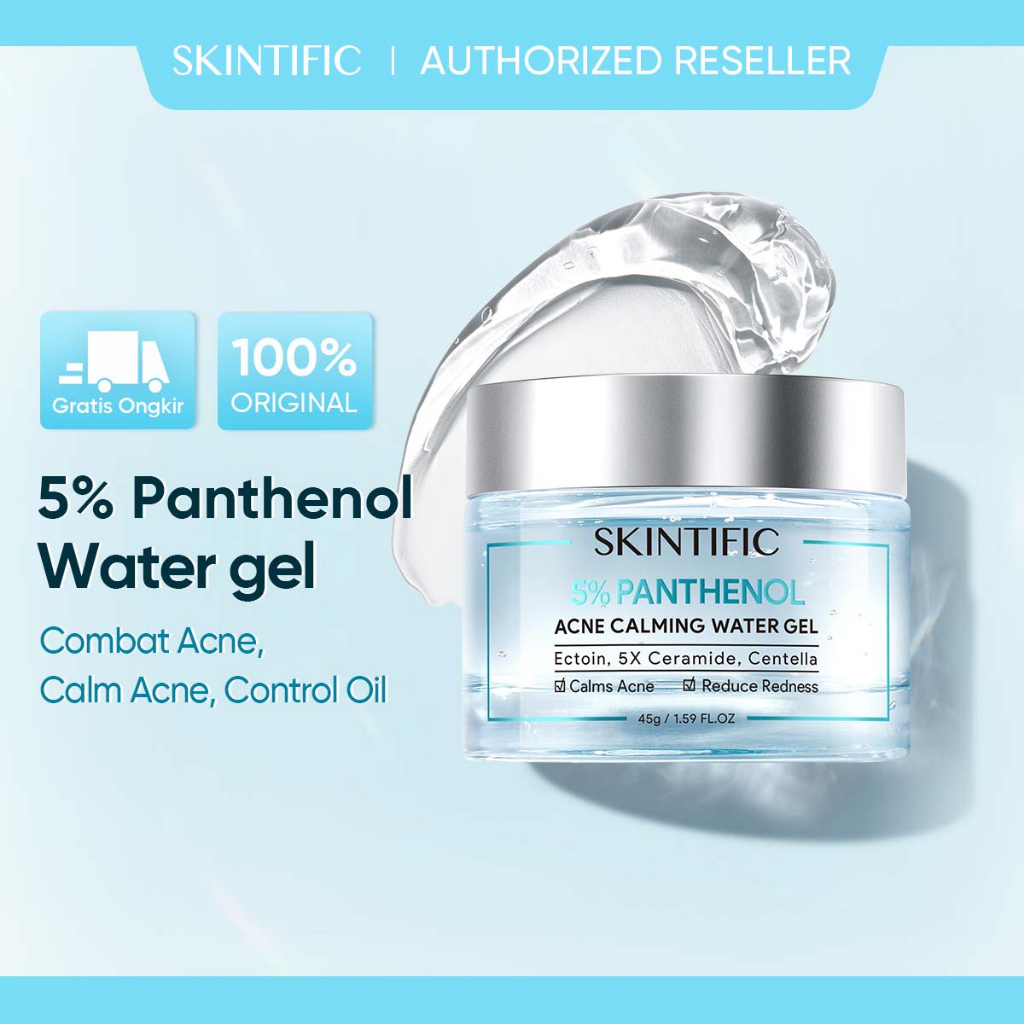 BPOM Skintific 5% Panthenol Acne Calming Water Gel 45g krim jerawat mengontrol minyak Anti Acne acne spot gel