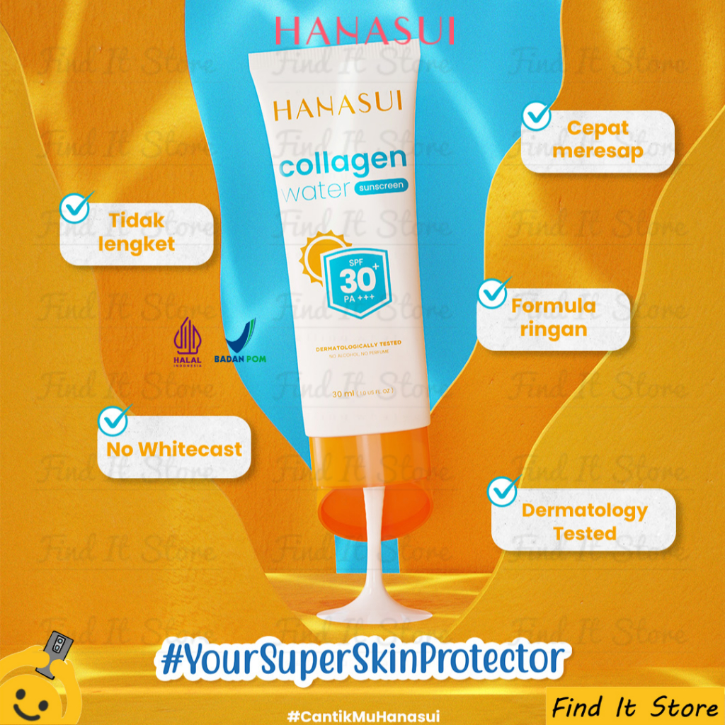 Hanasui Collagen Water Sunscreen SPF30 SPF50 | Sun Protection | Perlindungan Sinar Matahari BPOM HALAL