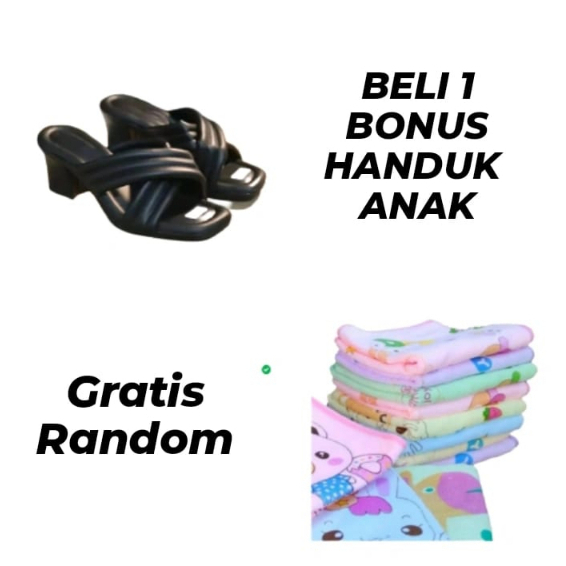 Heels Wanita Kekinian Sandal Hak Tahu 5CM beli1 Bonus 1