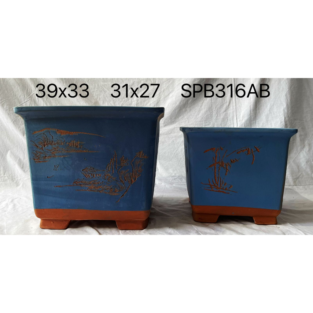SPB316-31cm Pot Keramik Bonsai Bunga Import Murah Berkualitas Model  Petak