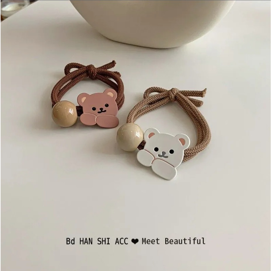 PREMIUM Kuncir Rambut Bear Beruang dengan Bola Krystal - Bear Hair Tie - Korean Style