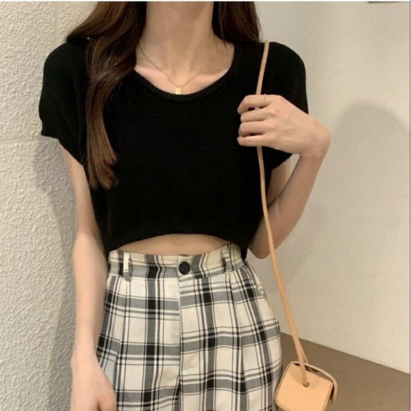 baju blus blouse krop kerop keroptops rajut ngaret melar knit knited gaya korea terbaru import premi