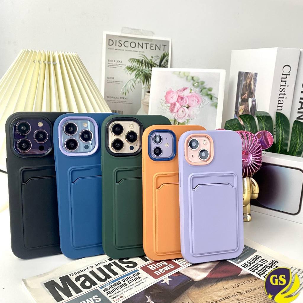 (1) Case 3 in 1 DUAL COLOR Silicone Pocket Matte With Bumper Full Cover Slot Or Card holder 6 6S 6G + 7 8 PLUS 7+ 8+ SE 2020 X XS MAX XR 11 12 13 14 PRO MAX