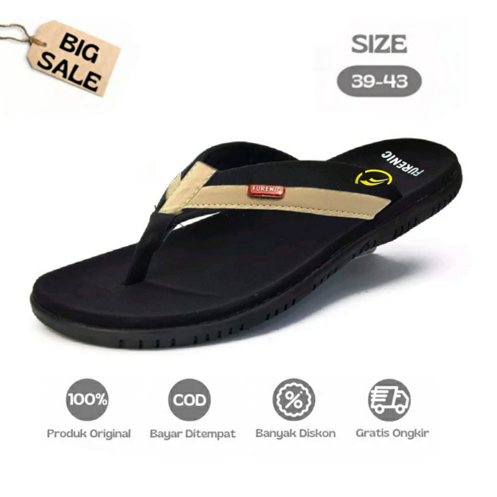 Sandal Sendal Pria Jepit Furenic Cowok Kekinian Dewasa Casual Distro Cowo Japit Keren Murah Original Terbaru