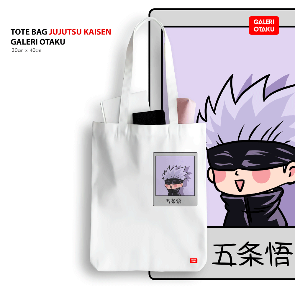 TERBARU Kaos Anime Gojo Satoru JUJUTSU KAISEN / Totebag Anime / Kaos Anime Gojo Satoru / Merchandise Gojo Chibi